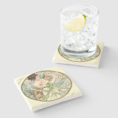 Dessous-de-verre En Pierre Calendrier Mucha Art Nouveau Avril (Côté)