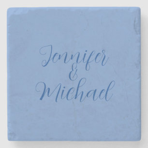 Dessous-de-verre En Pierre Calligraphie Bleue Classique mariage