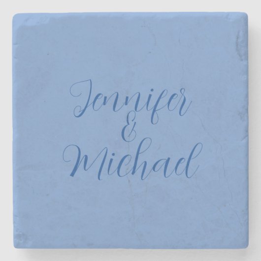 Dessous-de-verre En Pierre Calligraphie Bleue Classique mariage (Devant)