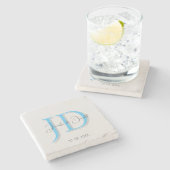 Dessous-de-verre En Pierre Calligraphie classique tendance monogramme (Côté)