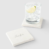 Dessous-de-verre En Pierre Calligraphie Elégant Noir Blanc Plaine Nom simple (Côté)