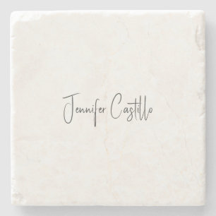 Dessous-de-verre En Pierre Calligraphie minimaliste noire blanche