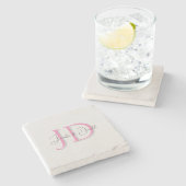 Dessous-de-verre En Pierre Calligraphie monogramme de script classique tendan (Côté)