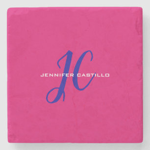 Dessous-de-verre En Pierre Calligraphie professionnelle monogramme féminin