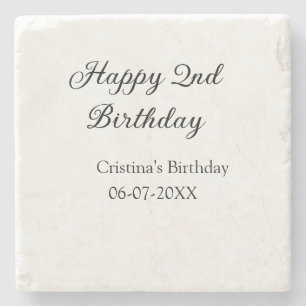 Dessous-de-verre En Pierre calligraphie simple minimum heureux 2e anniversair