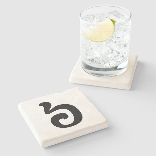 Dessous-de-verre En Pierre Cambodian Number 6 / Six / ៦ (Pram Muj) Khmer (Côté)