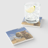 Dessous-de-verre En Pierre Camel devant les pyramides de Gizeh, Egypte, (Côté)