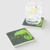 Dessous-de-verre En Pierre Caméléon vert mignon (Côté)