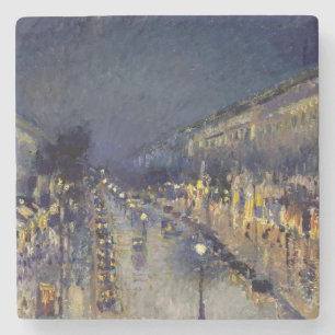 Dessous-de-verre En Pierre Camille Pissarro - Boulevard Montmartre la nuit