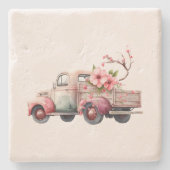 Dessous-de-verre En Pierre Camion Vintage rose (Devant)