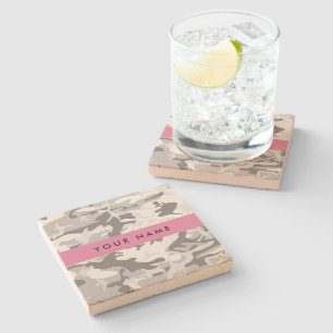 Dessous-de-verre En Pierre Camouflage neige hivernale grise Personnalisez vot
