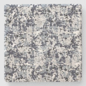 Dessous-de-verre En Pierre Camouflage numérique en argent de style urbain (Devant)