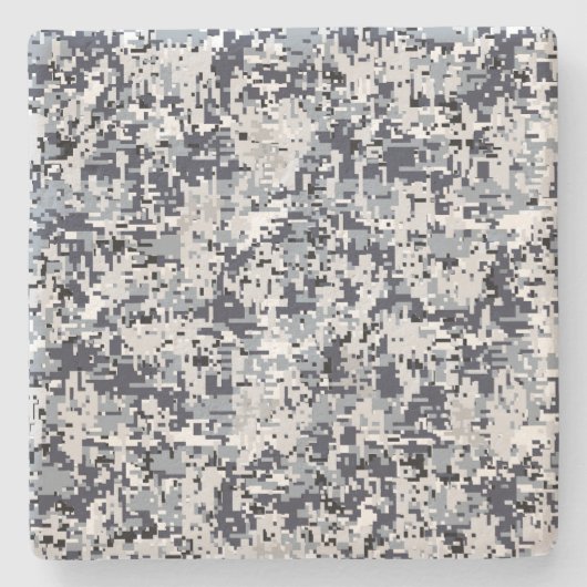 Dessous-de-verre En Pierre Camouflage numérique en argent de style urbain (Devant)