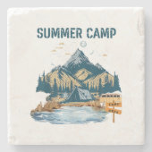 Dessous-de-verre En Pierre Camp d'été de conception simple (Devant)