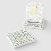 Dessous-de-verre En Pierre Campagne française sage carreau vert (Côté)