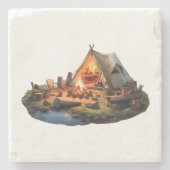 Dessous-de-verre En Pierre Camping Avec Des Amoureux (Devant)