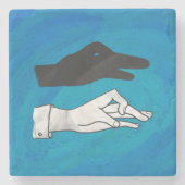 Dessous-de-verre En Pierre Canard noir sur bleu (Devant)