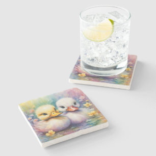 Dessous-de-verre En Pierre Canard Oiseaux Arc-en-ciel 2