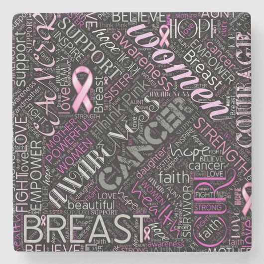 Dessous-de-verre En Pierre Cancer du sein Sensibilisation Mot Cloud ID261 (Devant)
