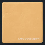 Dessous-de-verre En Pierre Cape Gooseberry yellow color name<br><div class="desc">Le Cap Gooseberry,  également connu sous le nom de Physalis,  est un plante de la famille de la nuit,  dont les baies poussent à l'intérieur d'un calyx de papeterie protectrice. Ici,  la couleur jaune chaud distinctif de la baie donne son nom à l'une des nuances signature de Nomencolors.</div>