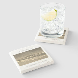 Dessous-de-verre En Pierre Cape Town Table Mountain Beach Ocean Sepia