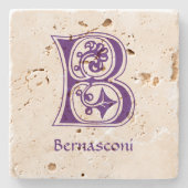 Dessous-de-verre En Pierre Capitale décorative botanique médiévale B (Devant)