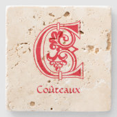 Dessous-de-verre En Pierre Capitale décorative botanique médiévale C (Devant)