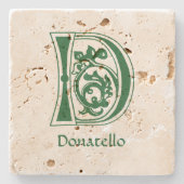 Dessous-de-verre En Pierre Capitale décorative botanique médiévale D (Devant)