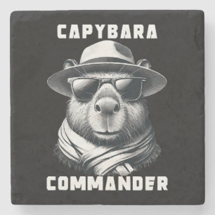 Dessous-de-verre En Pierre Capybara avec lunettes de soleil Capy Commandant