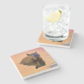 Dessous-de-verre En Pierre Capybara Émergée d'un lac paisible (Côté)