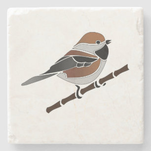 Dessous-de-verre En Pierre Caricature adorable boréale pour oiseaux de poule