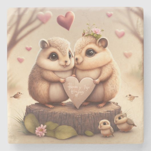 Dessous-de-verre En Pierre Caricature de petits ours mignons (Devant)