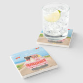 Dessous-de-verre En Pierre Carlin Chien Saint-Valentin Coeurs de camion (Côté)