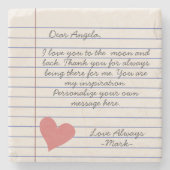 Dessous-de-verre En Pierre Carnet lettre d'amour manuscrite ou message (Devant)