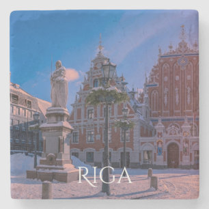 Dessous-de-verre En Pierre Carré de la Mairie de Riga en hiver Dessous de ver