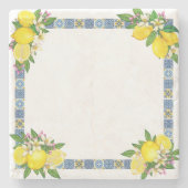 Dessous-de-verre En Pierre Carrelage méditerranéen clair Sicilien Citrus Lemo (Devant)