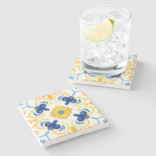 Dessous-de-verre En Pierre Carrelage méditerranéen, majolica, style sicilien