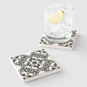 DESSOUS-DE-VERRE EN PIERRE CARRELAGE NOIR ET BLANC MODERNE (Côté)