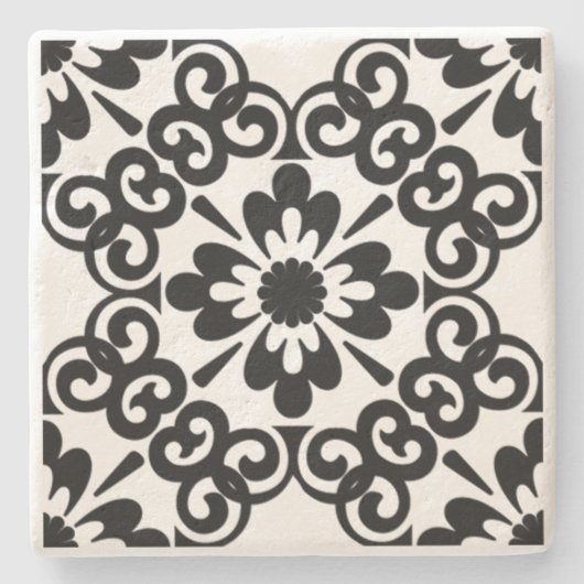 DESSOUS-DE-VERRE EN PIERRE CARRELAGE NOIR ET BLANC MODERNE (Devant)