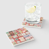 Dessous-de-verre En Pierre Carrés de l'illustration de Noël (Côté)