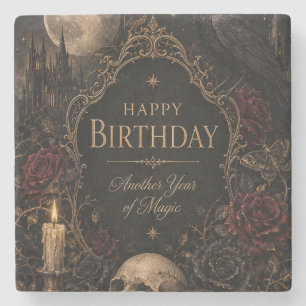 Dessous-de-verre En Pierre Carte d'anniversaire gothique, Floral sombre, Papi
