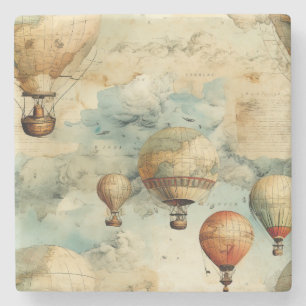 Dessous-de-verre En Pierre Carte de ballon à air chaud coloré fantaisiste