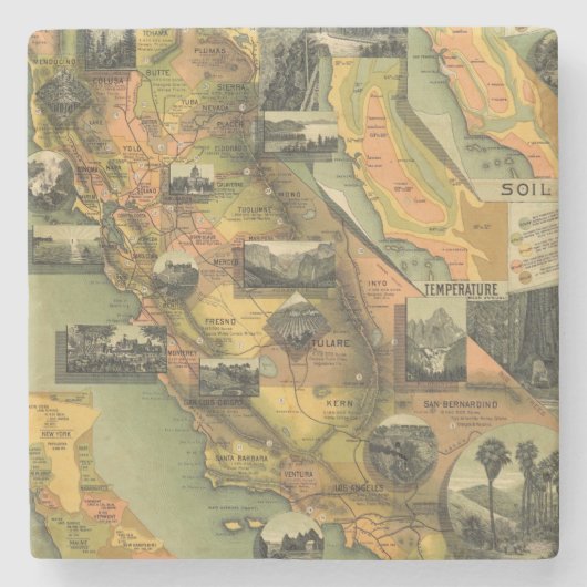 Dessous-de-verre En Pierre Carte de la Californie (Devant)