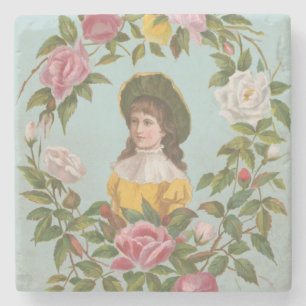 Dessous-de-verre En Pierre Carte de la Saint-Valentin vintage allemande kitsc