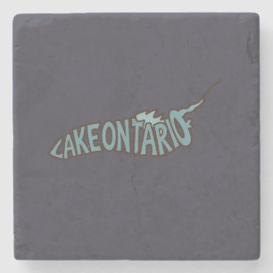 Dessous-de-verre En Pierre Carte de Lake Ontario Turquoise en pierre