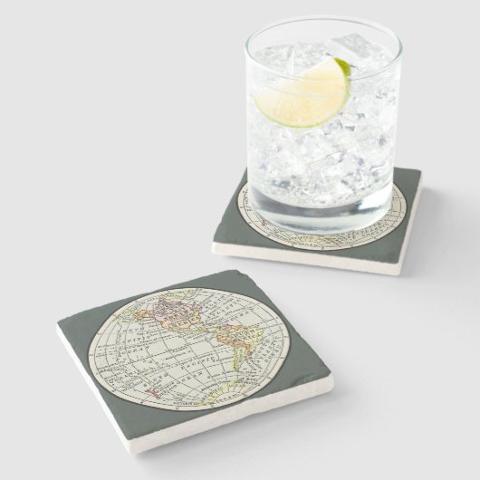 Dessous-de-verre En Pierre Carte de l'hémisphère occidental Globe Travel (Côté)