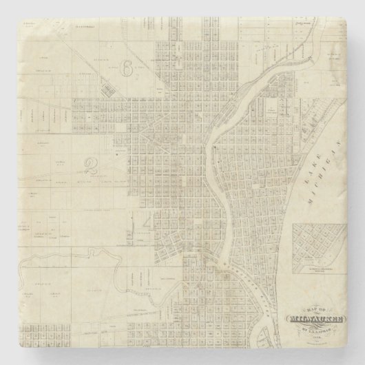 Dessous-de-verre En Pierre Carte de Milwaukee (Devant)