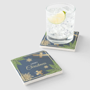 Dessous-de-verre En Pierre Carte de Noël Flocons de Neige Dorés,Joyeux Noël