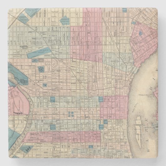 Dessous-de-verre En Pierre Carte de Philadelphie, Pennsylvanie (Devant)