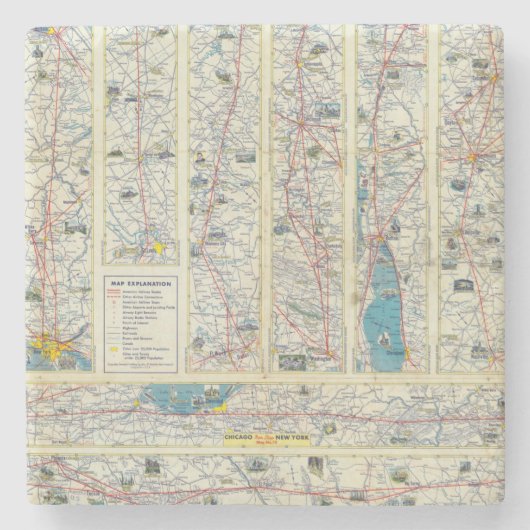 Dessous-de-verre En Pierre Carte de système d'American Airlines de verso (Devant)